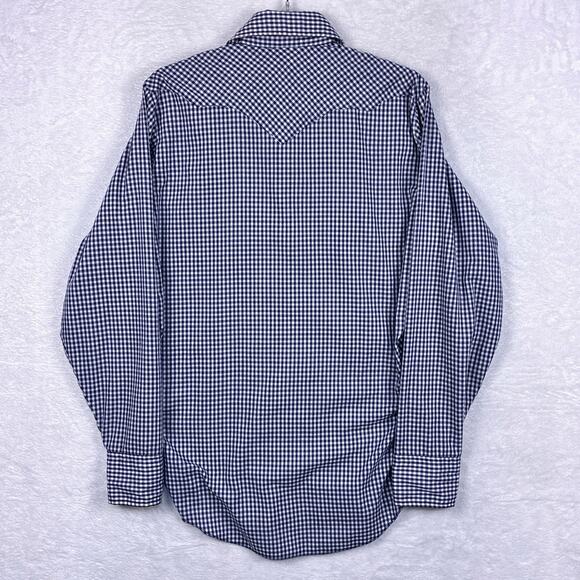 VTG 70s Dickson Jenkins Pearl Snap Western Shirt Mens 16/36 (M) Blue Gingham USA - Picture 8 of 10